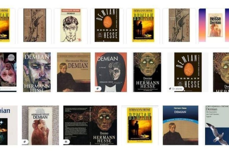 Collection of book covers for different editions of Demian by Hermann Hesse