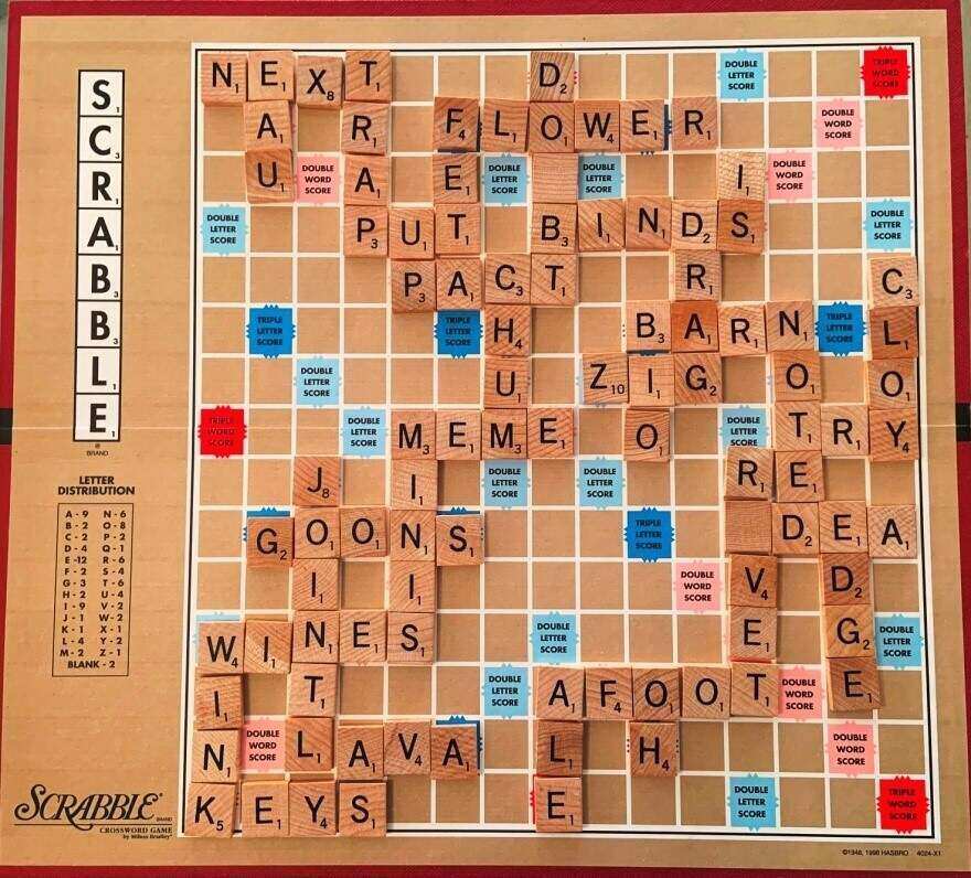 SCRABBLE: A "path with no railings" 13 Scrabble gameboard filled with words