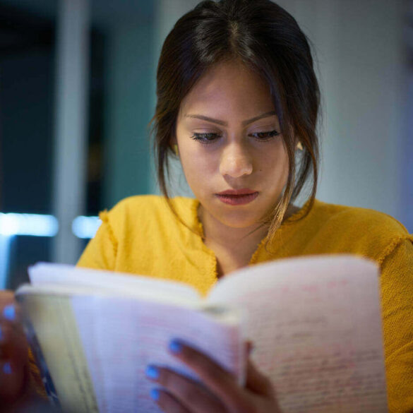Woman studying for exams