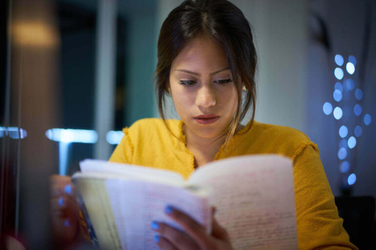 Woman studying for exams