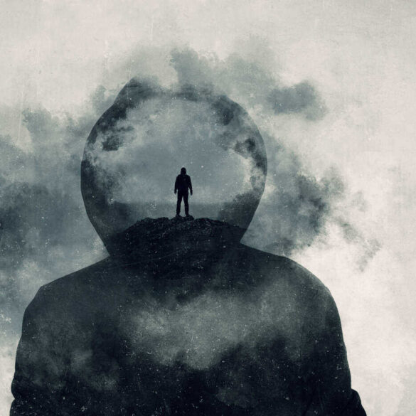 Silhouette of man with brain fog