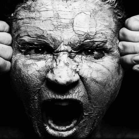 womans angry face screaming