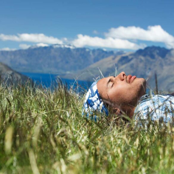 Man lying in grass