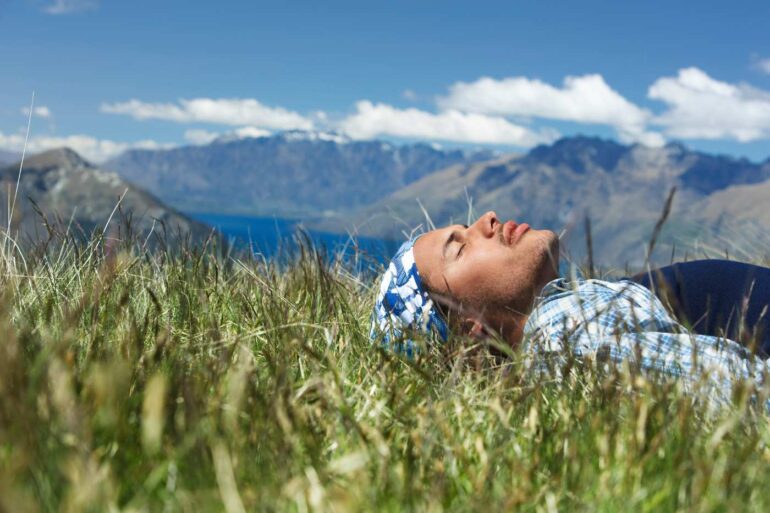Man lying in grass