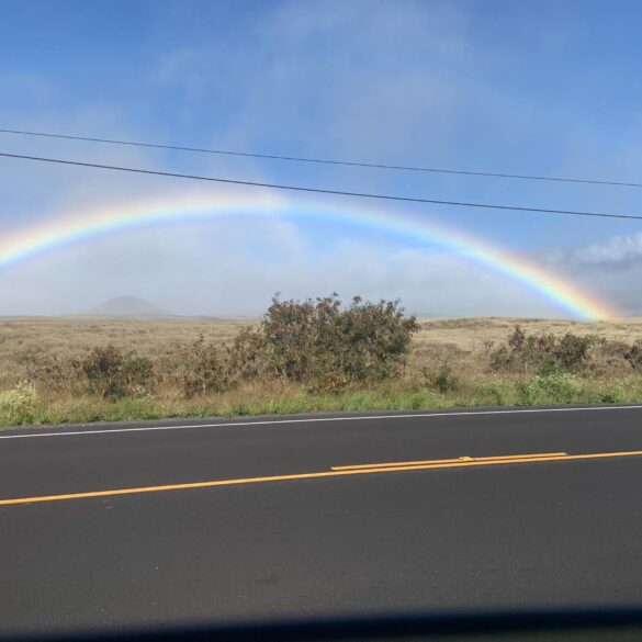 Rainbow in front of Mauna Kea volcano