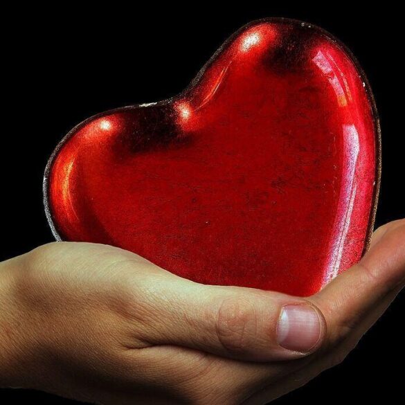 Hand holding a heart shape