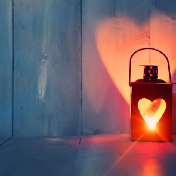 Lantern with heart-shaped light