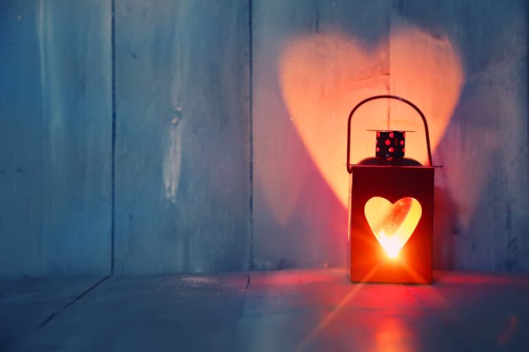 Lantern with heart-shaped light