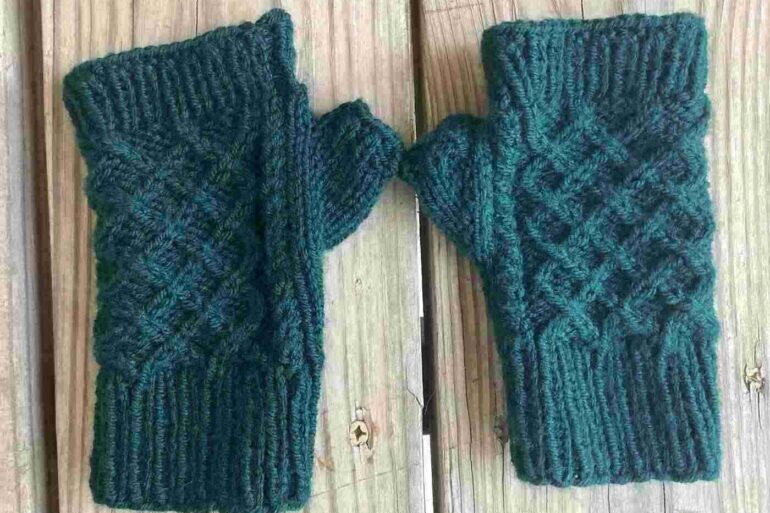 pair of fingerless mittens