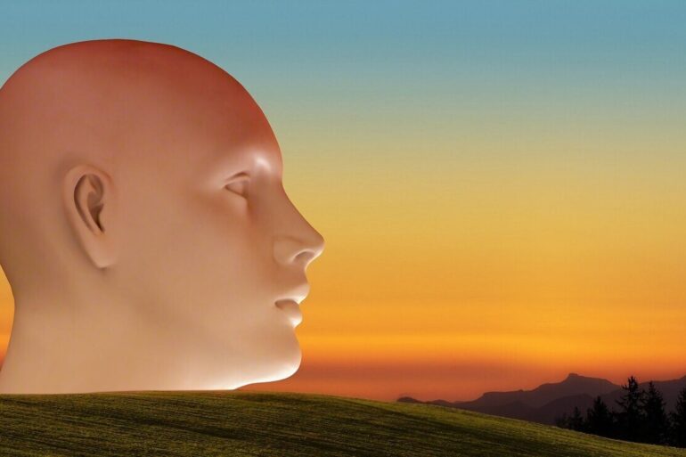 sculpture of a face looking across a landscape - Understanding American Democracy, With Help From Adyashanti