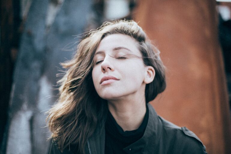 Woman's face during meditation