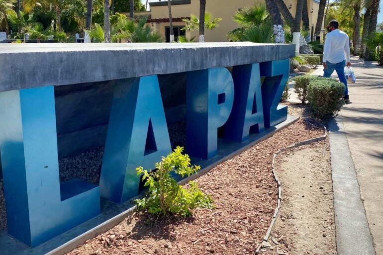 La Paz, Mexico sign with blue letters - Coffee, Coolness and a Cauduro Art Exhibit in La Paz, Mexico