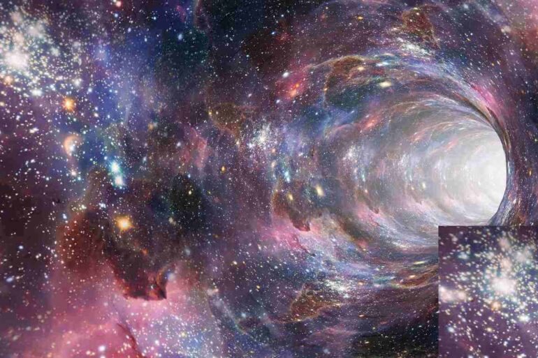 Wall paper of a galaxy and a possible wormhole"