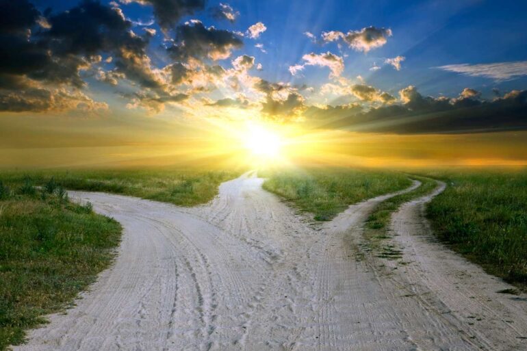 EMBRACE ORIGINALITY: Step outside your comfort zone towards creativity and innovation 37 Three dirt paths illuminated by sun