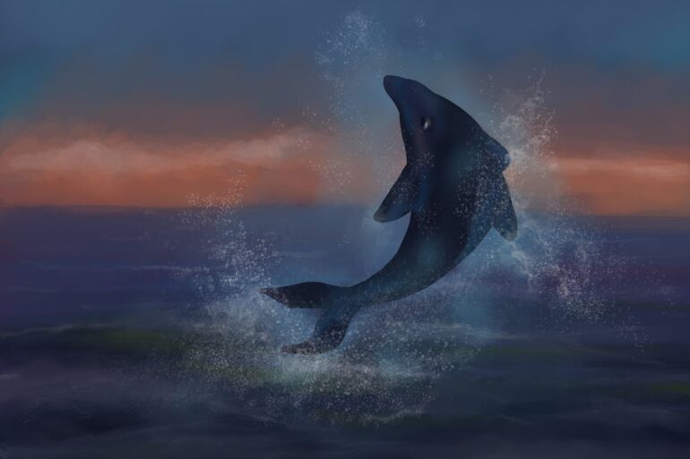 Dolphin jumping out of waves - A Wave in Search of Oneness: Discovering Universal Spirit