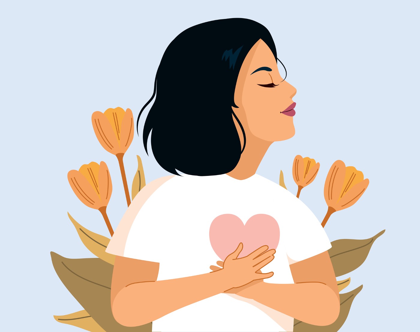 STOICISM AND KINDNESS: Practicing kindness while keeping reason in mind 13 Woman holding heart in front of self, expressing self-love