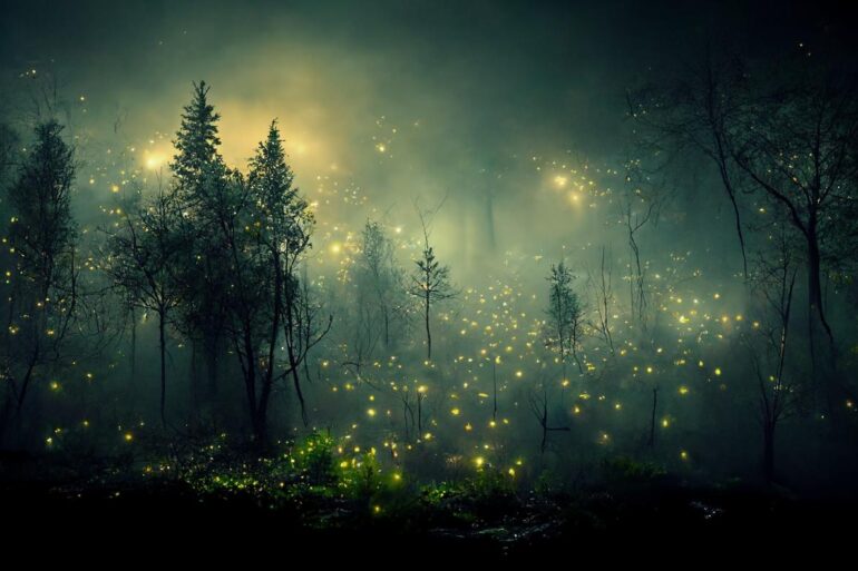Fireflies in a forest at night - 4 Poems About God and Nature, Including "Night Lights"