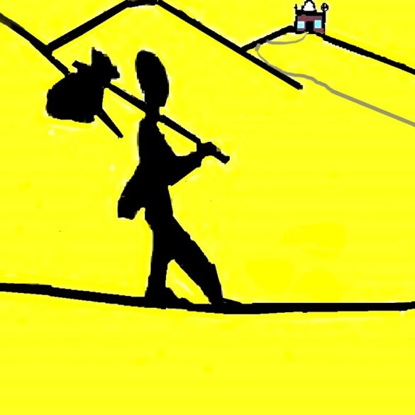 Spiritual pilgrim walking path to Sacred Place