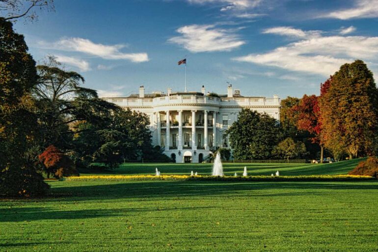 American White House in autumn