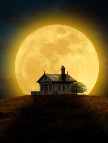 Full moon behind a rural house - “Sturgeon Moon” and 3 Other Poems With Passion