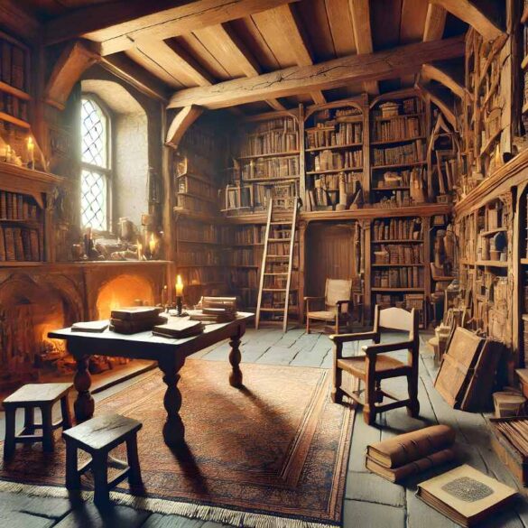 Attic library with old books, fireplace and candles - Managing Your Emotions Effectively While Writing Memoir